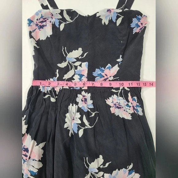 Joie Pink & Black Latelle Summer Floral Print 100% Silk Sundress Size Small EUC - Picture 8 of 11